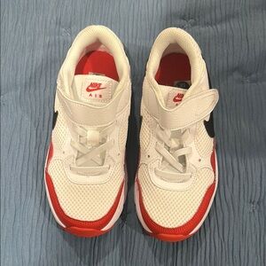 Nike White and Red Sneakers with Velcro Strap